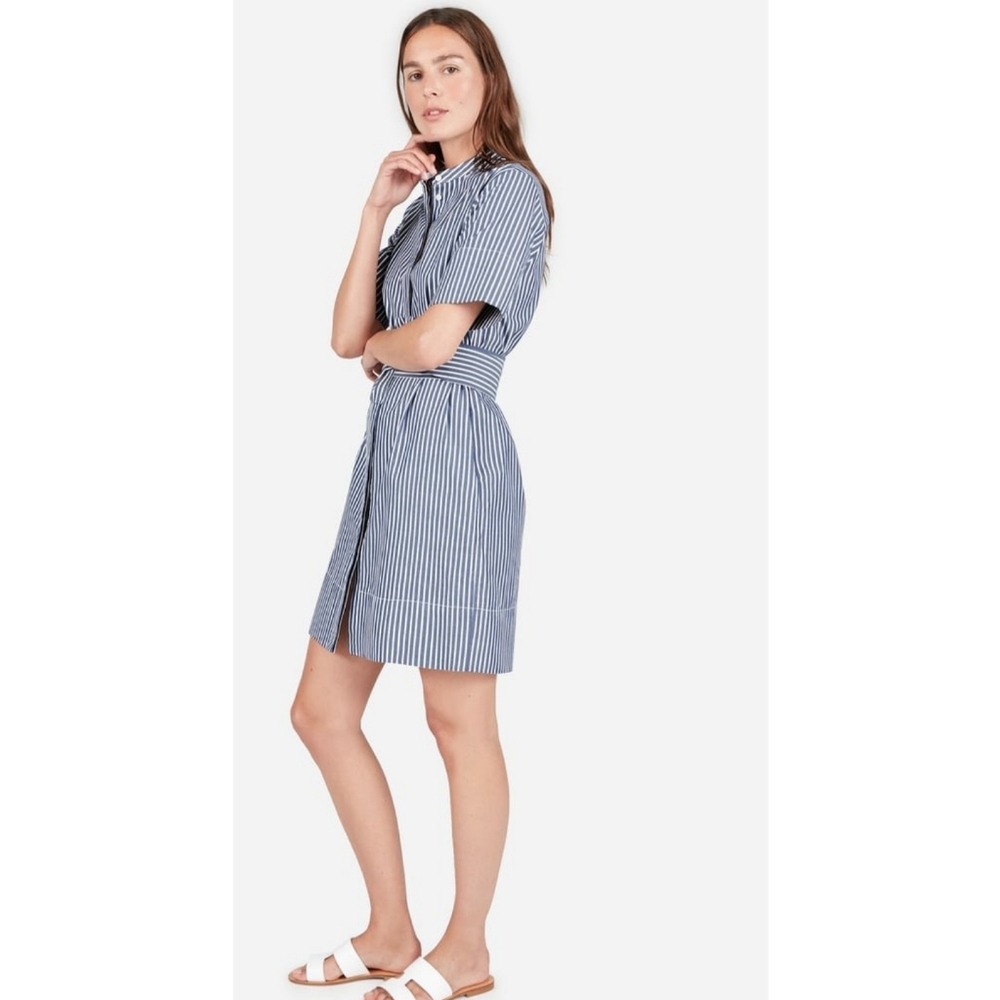 Everlane The Cotton Collarless Belted Shirtdress 2
